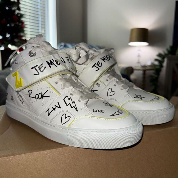 NWT Zadig & Voltaire ZV1747 Mid Flash Fluorescent Suede Charms Sneakers size 39 - Picture 6 of 13